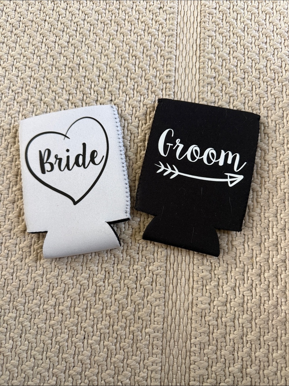 Bride & Groom Can Cooler Set - White and Black